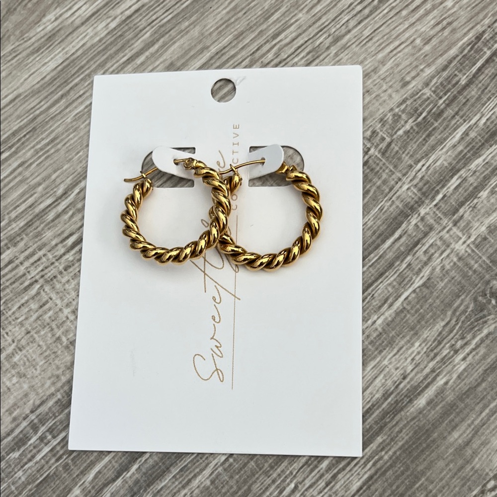 Gold Twisted Hoop Earrings